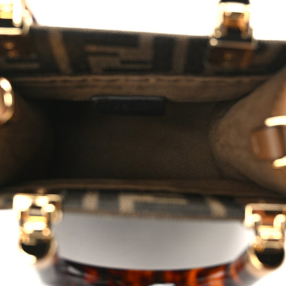 Fendi Fabric Jacquard Vitello King Plexiglass FF 1974 Mini Fendi Sunshine Shopper Tote Tobacco Moro Sand 5 of 10