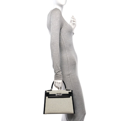 Hermes Toile Quadrille Swift Kelly Sellier 28 Ecru White Black 2 of 13