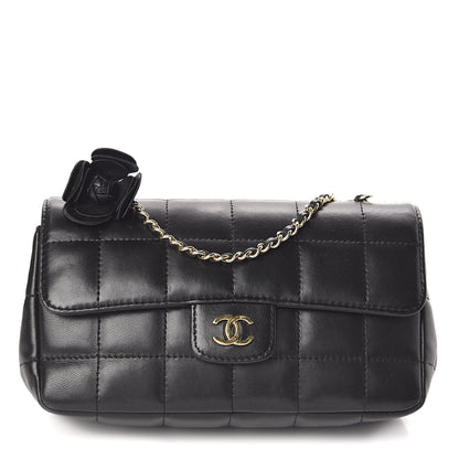 Chanel Lambskin Quilted Mini Chocolate Bar Camellia Flap Black 1 of 11