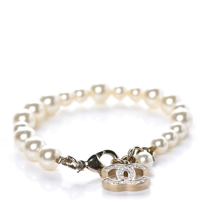 Chanel Pearl Crystal CC Bracelet Gold 1 of 7
