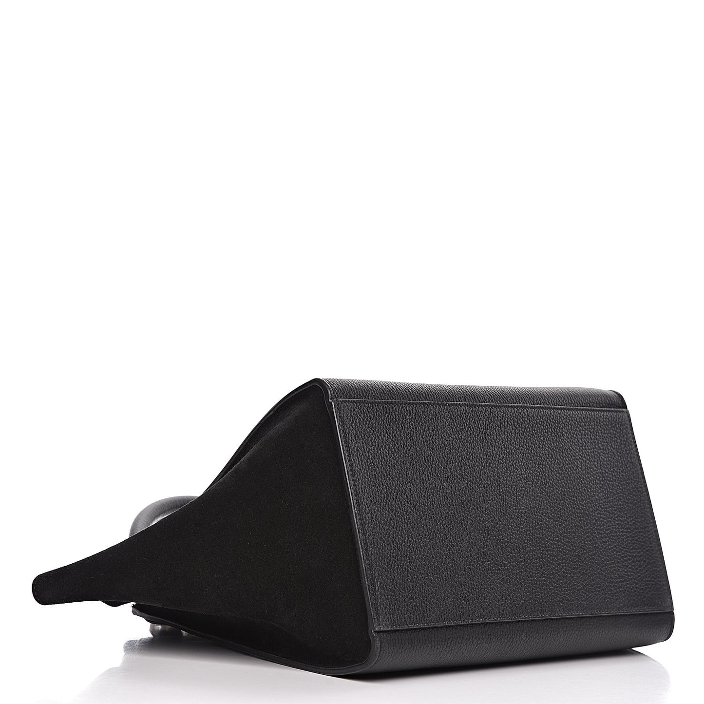 Drummed Calfskin Suede Small Trapeze Black
