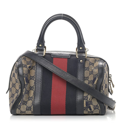 Gucci Monogram Vintage Web Small Boston Navy 1 of 11