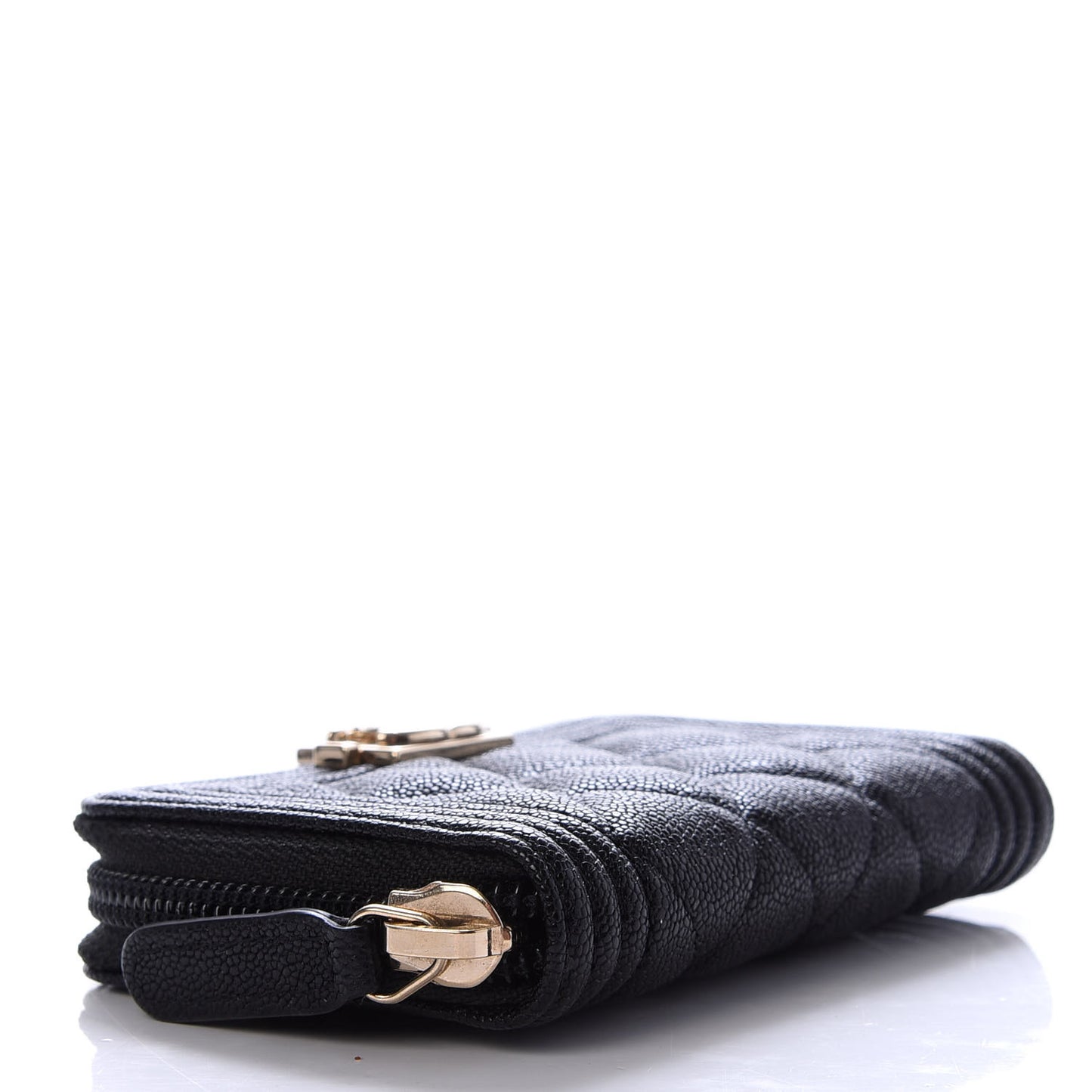 Caviar Quilted Boy Zip Around Coin Purse Wallet Black