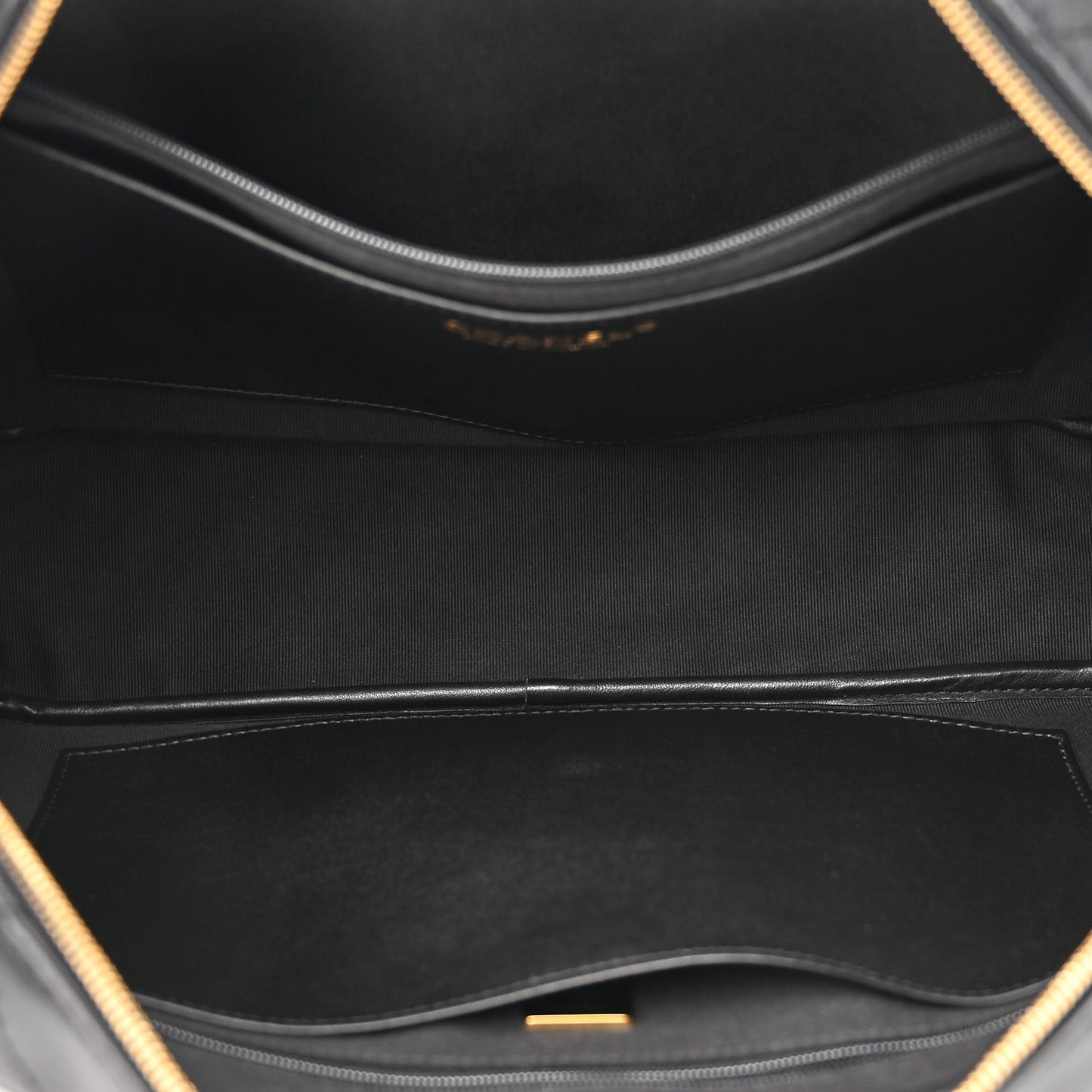 Calfskin Diamond Stitched Top Handle Bowling Bag Black
