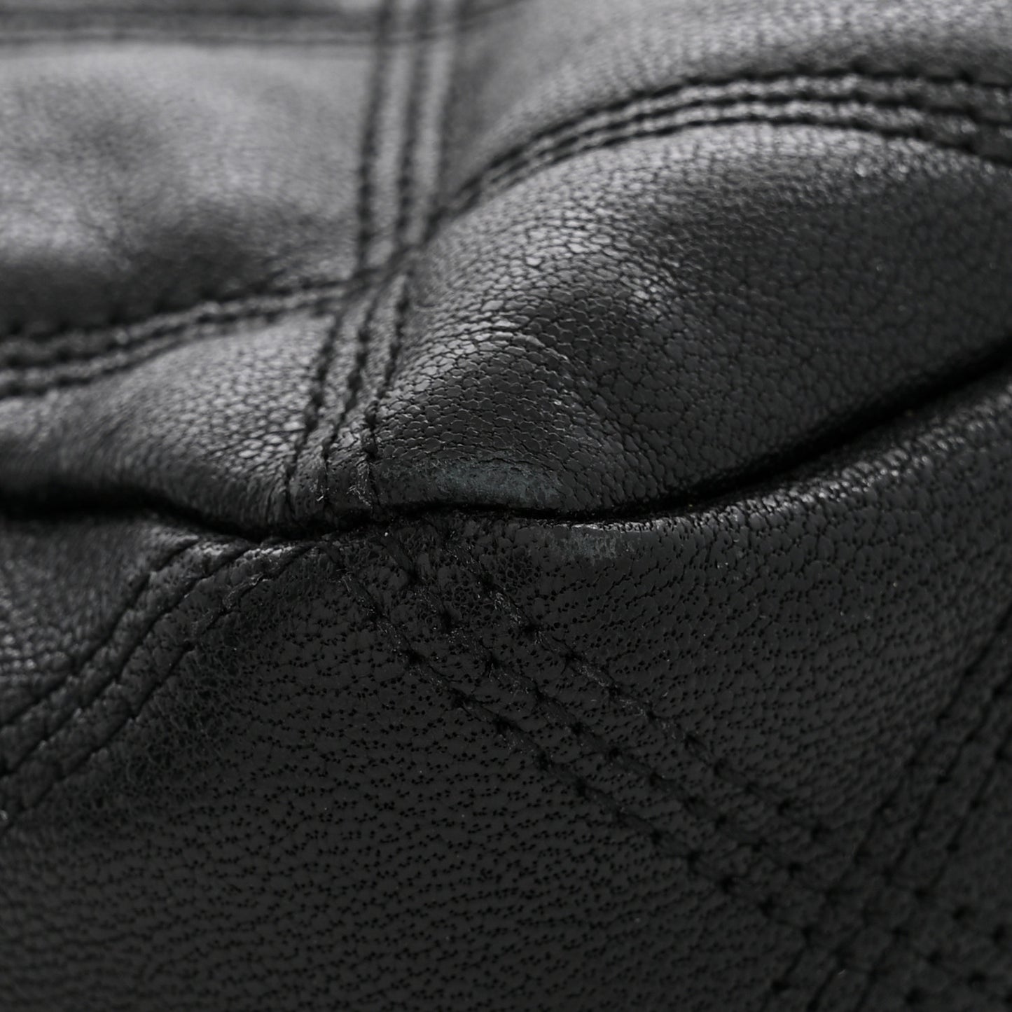 Grained Lambskin Quilted Mini Becky Double Zip Bag Black