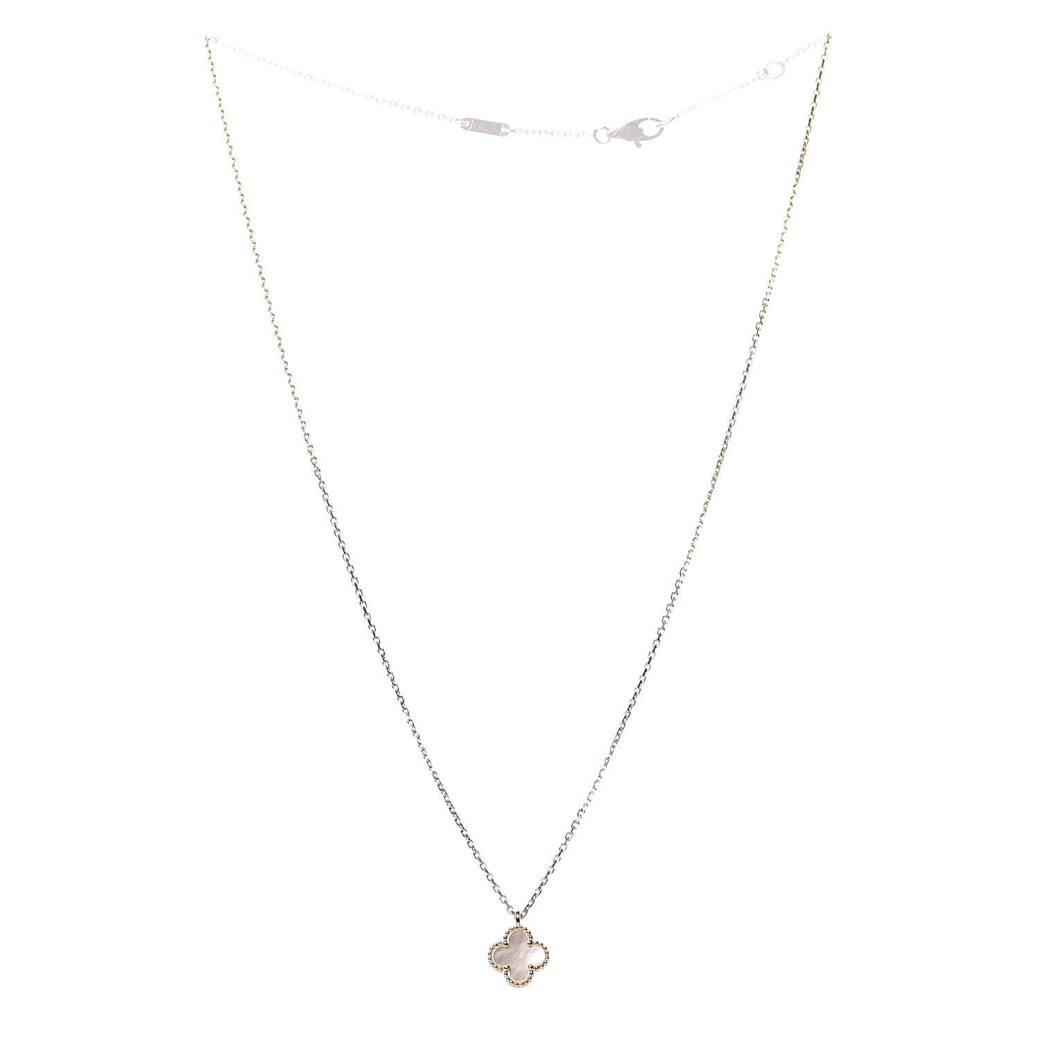 Van Cleef & Arpels 18K Yellow Gold Mother of Pearl Sweet Alhambra Pendant Necklace 3 of 7