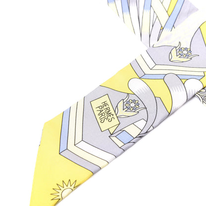 Hermes Silk La Source de Pegase Twilly Jaune Vif Gris Perle 2 of 3