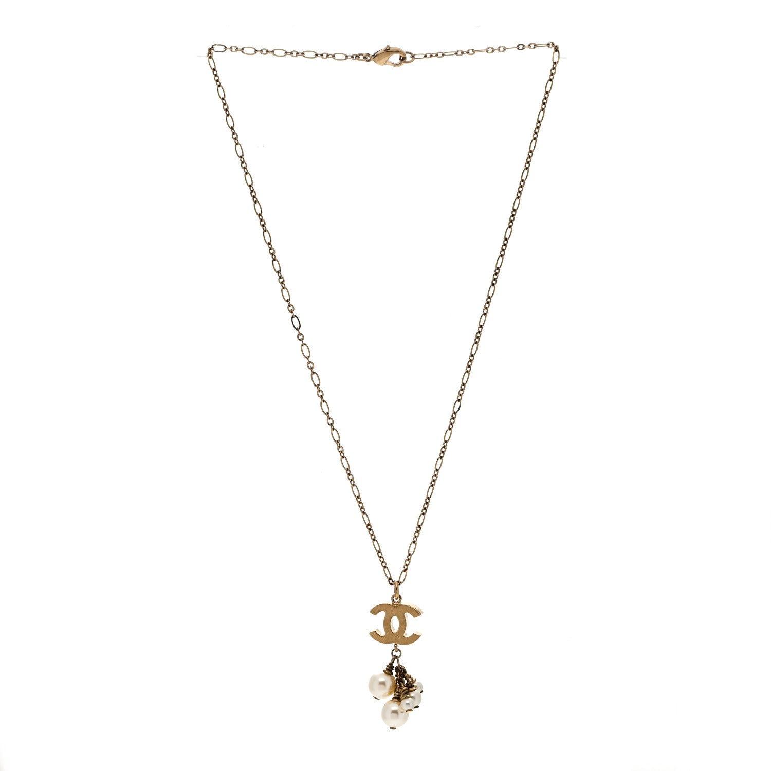 Chanel Pearl CC Logo Drop Necklace Gold 3 of 5