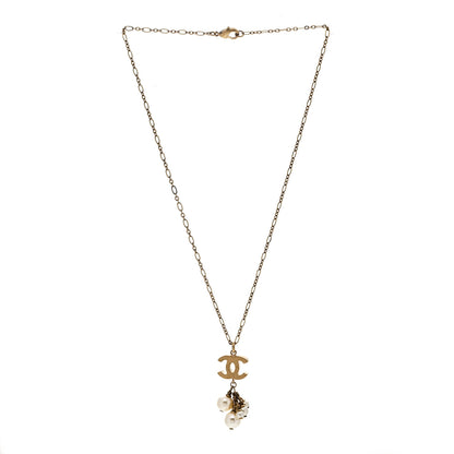 Chanel Pearl CC Logo Drop Necklace Gold 3 of 5
