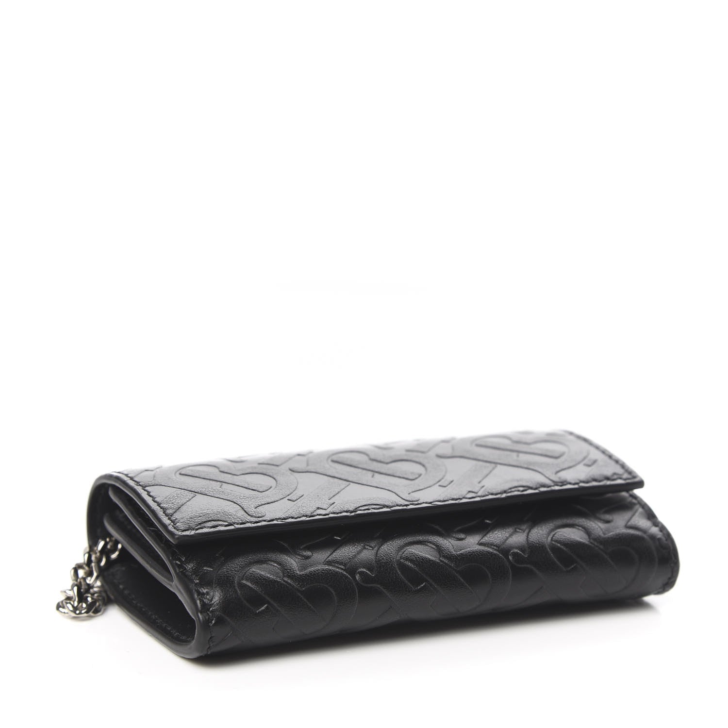Burberry Calfskin Embossed Monogram Wallet On Chain Black 5 of 7