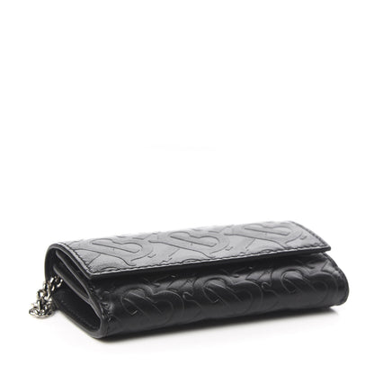 Burberry Calfskin Embossed Monogram Wallet On Chain Black 5 of 7