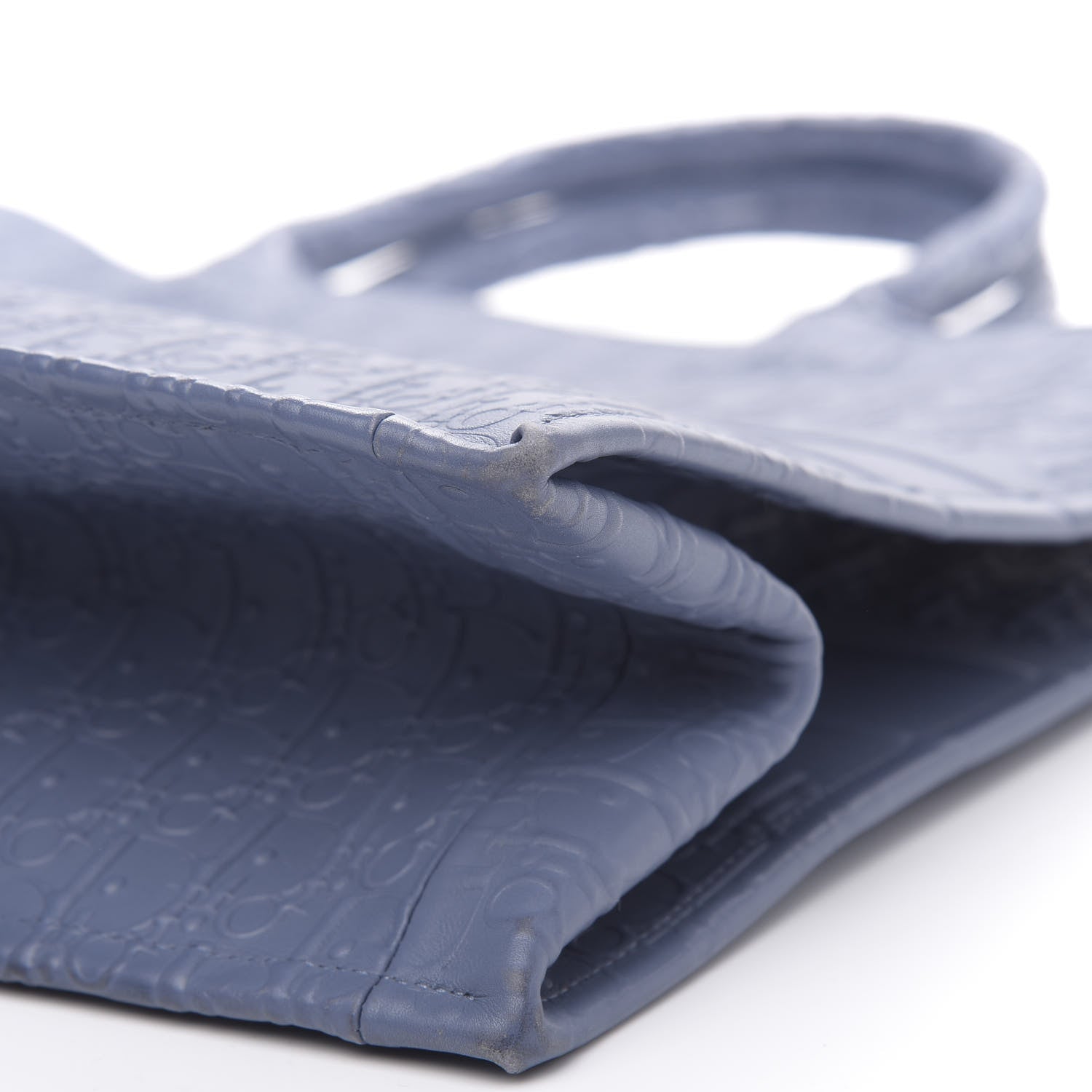 Christian Dior Oblique Calfskin Embossed Book Tote Denim Blue 9 of 11