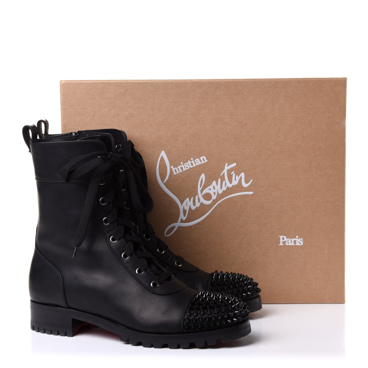 Calfskin Spikes TS Croc Flat Boots 40 Black