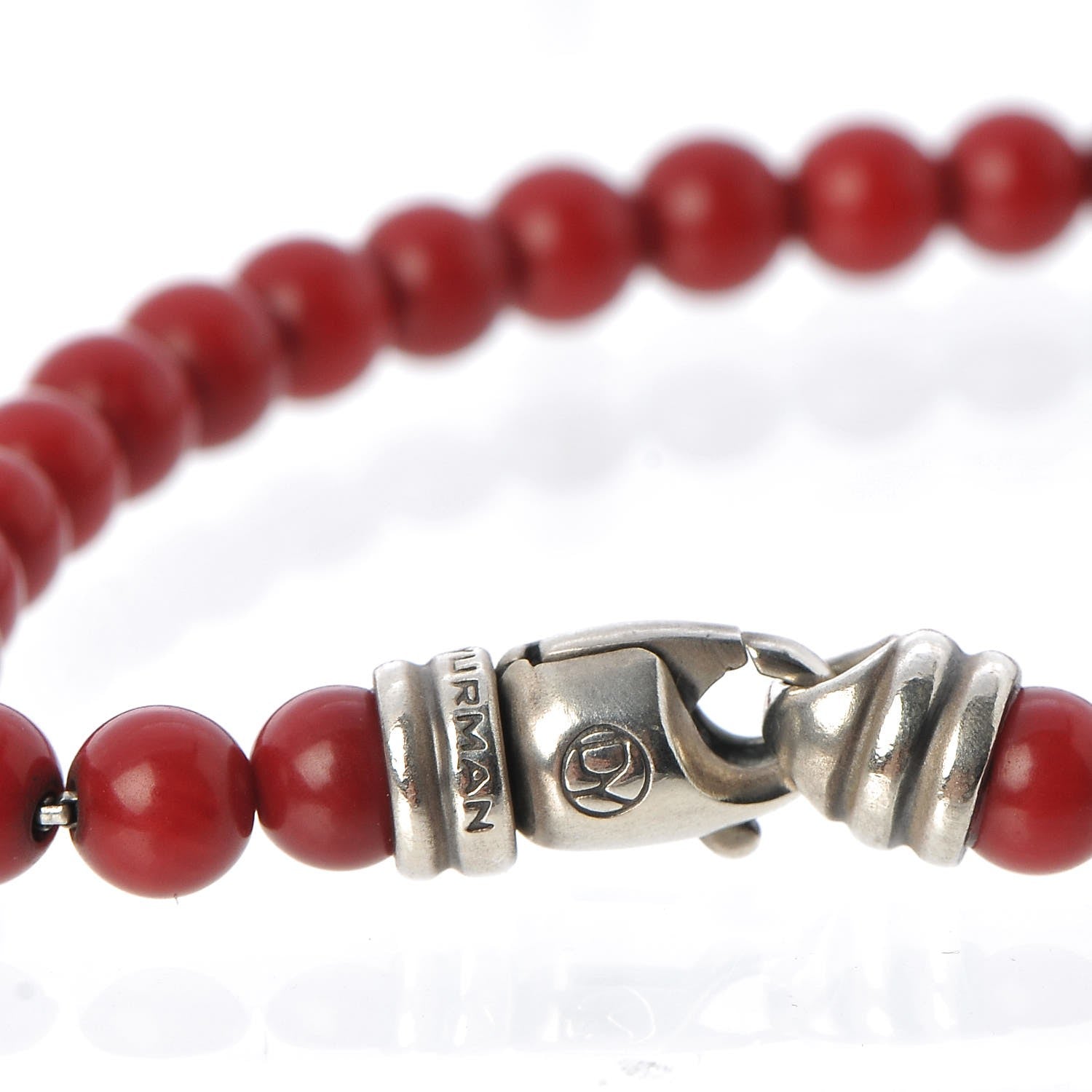 David Yurman Sterling Silver Carnelian 6mm Spiritual Beads Bracelet 5 of 5