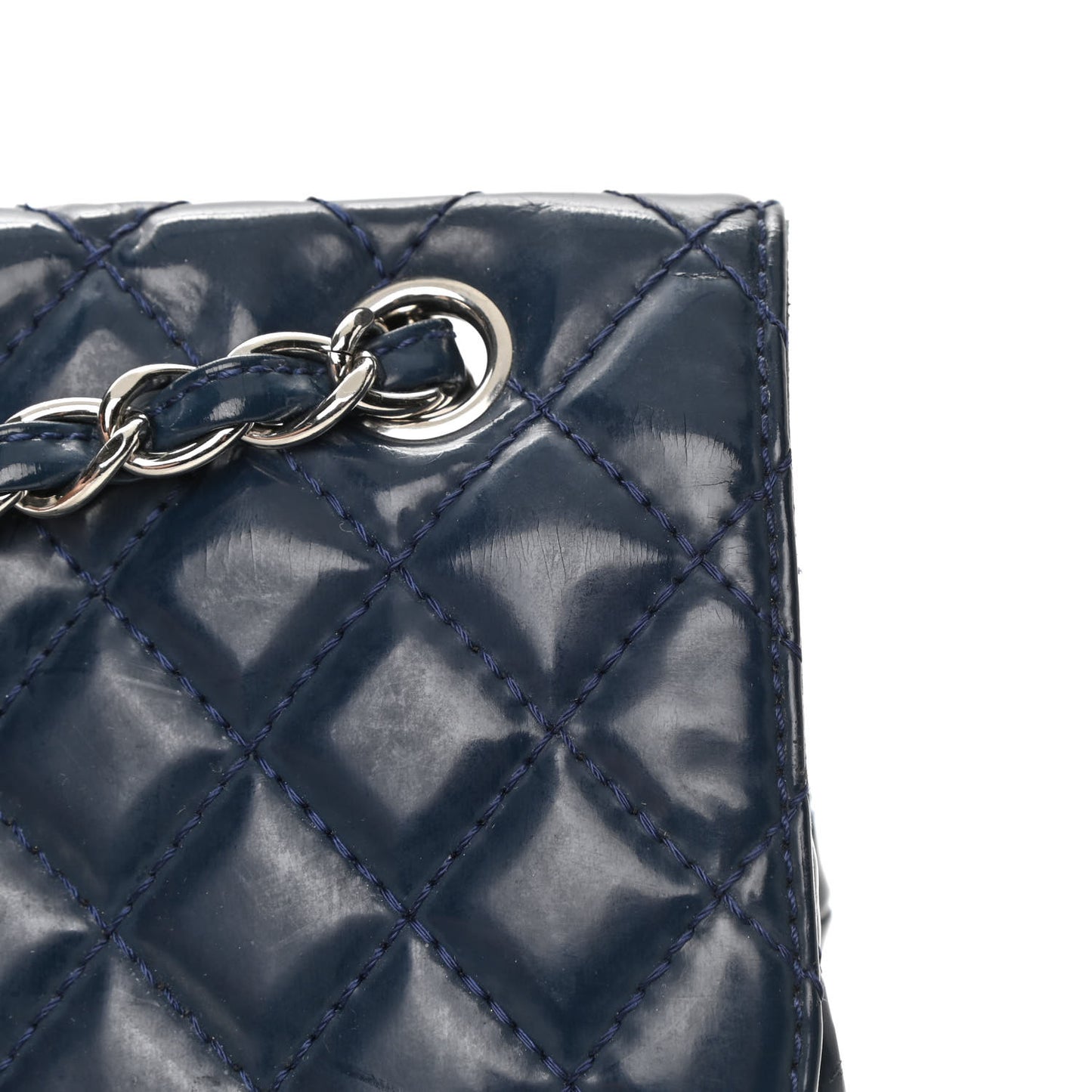 Vinyl Quilted In The Business Flap Bag Navy Blue