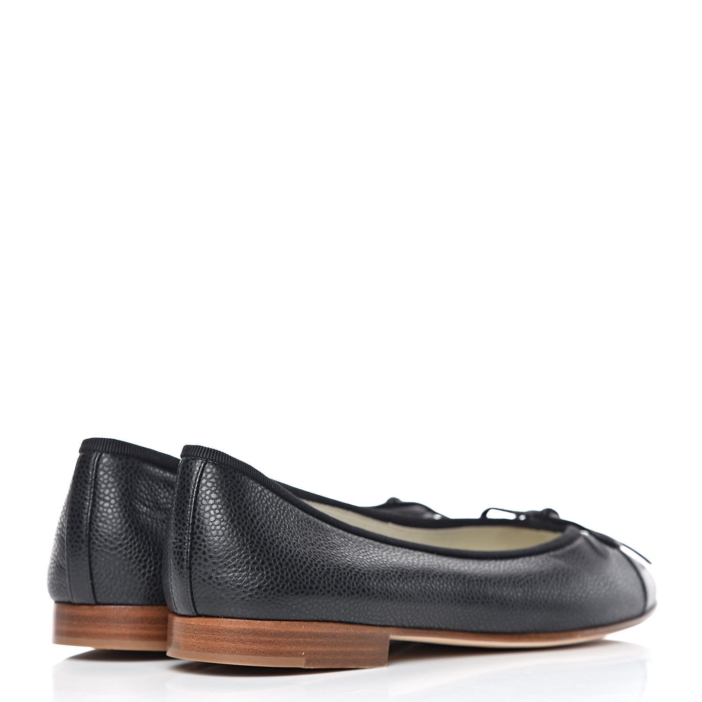 Caviar Cap Toe Ballerina Flats 38 Black