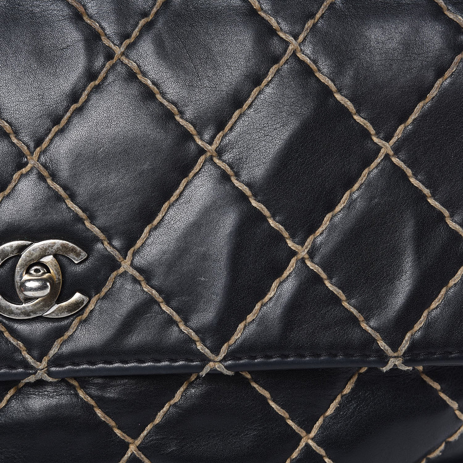 Chanel Calfskin Wild Stitch Jumbo Flap Black 14 of 19