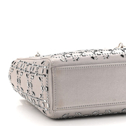 Christian Dior Satin Crystal Cannage Mini Lady Dior Gray 9 of 11