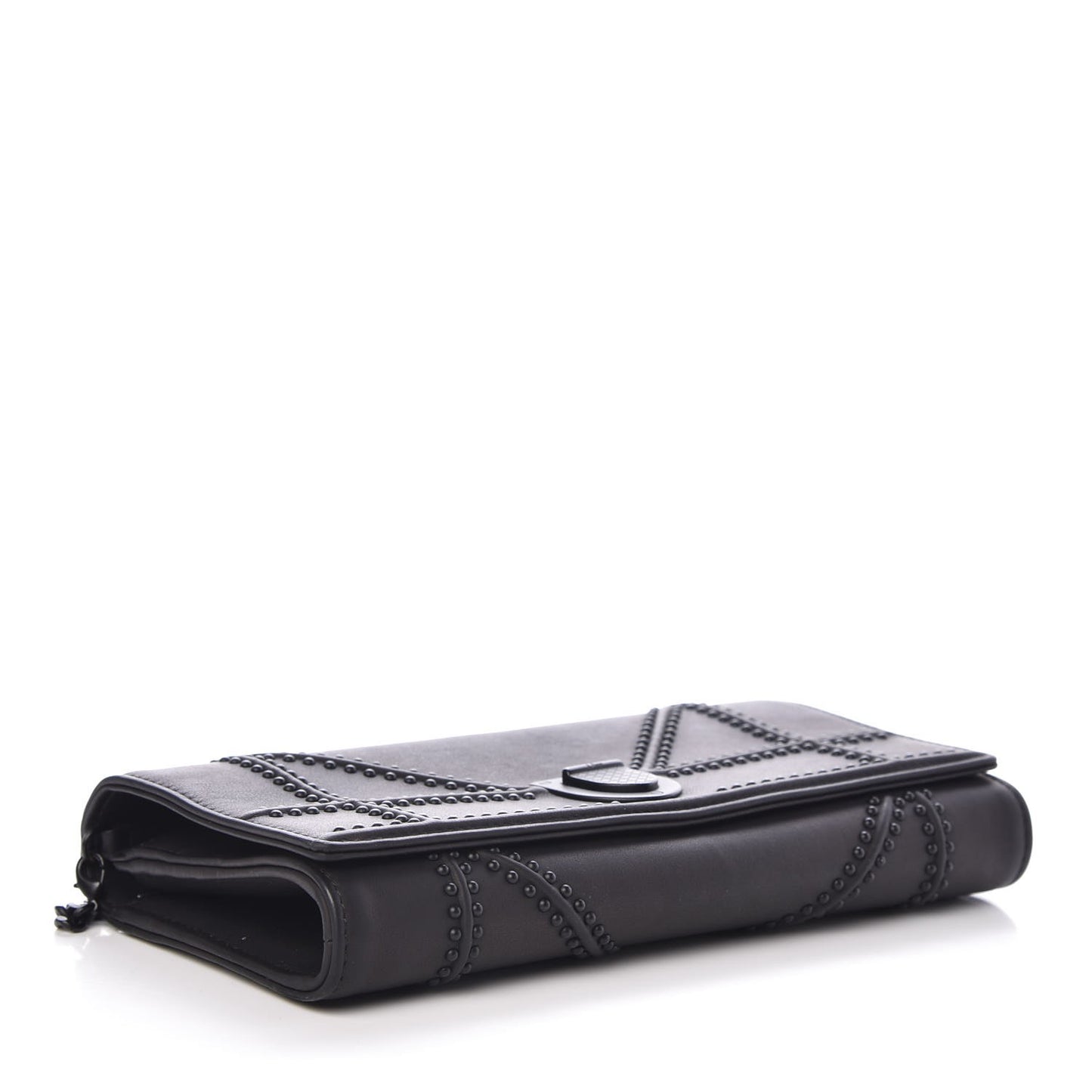 Ultra Matte Calfskin Studded Diorama Croisiere Chain Wallet Black