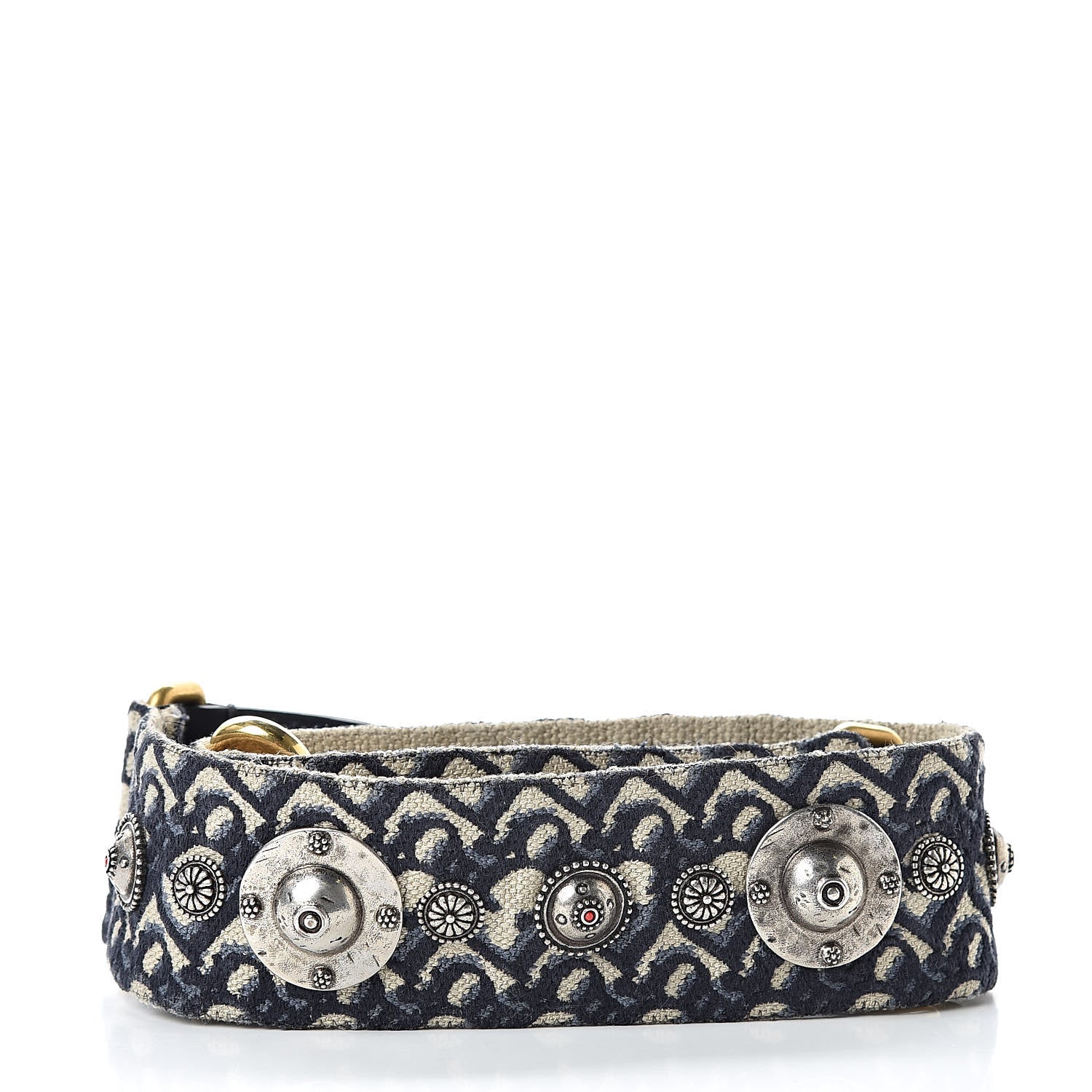 Christian Dior Oblique Studded Shoulder Strap Blue 2 of 5