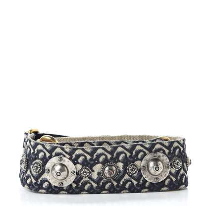 Christian Dior Oblique Studded Shoulder Strap Blue 2 of 5