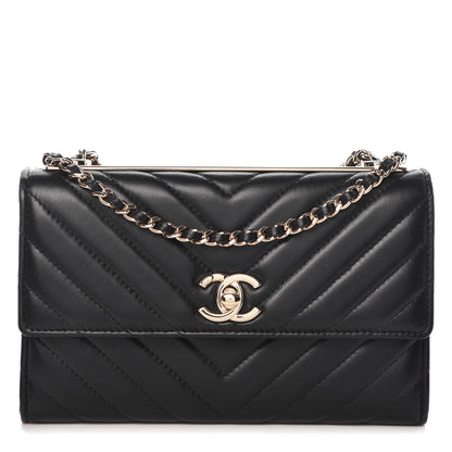 Chanel Lambskin Chevron Quilted Trendy CC Wallet On Chain WOC Black 1 of 11