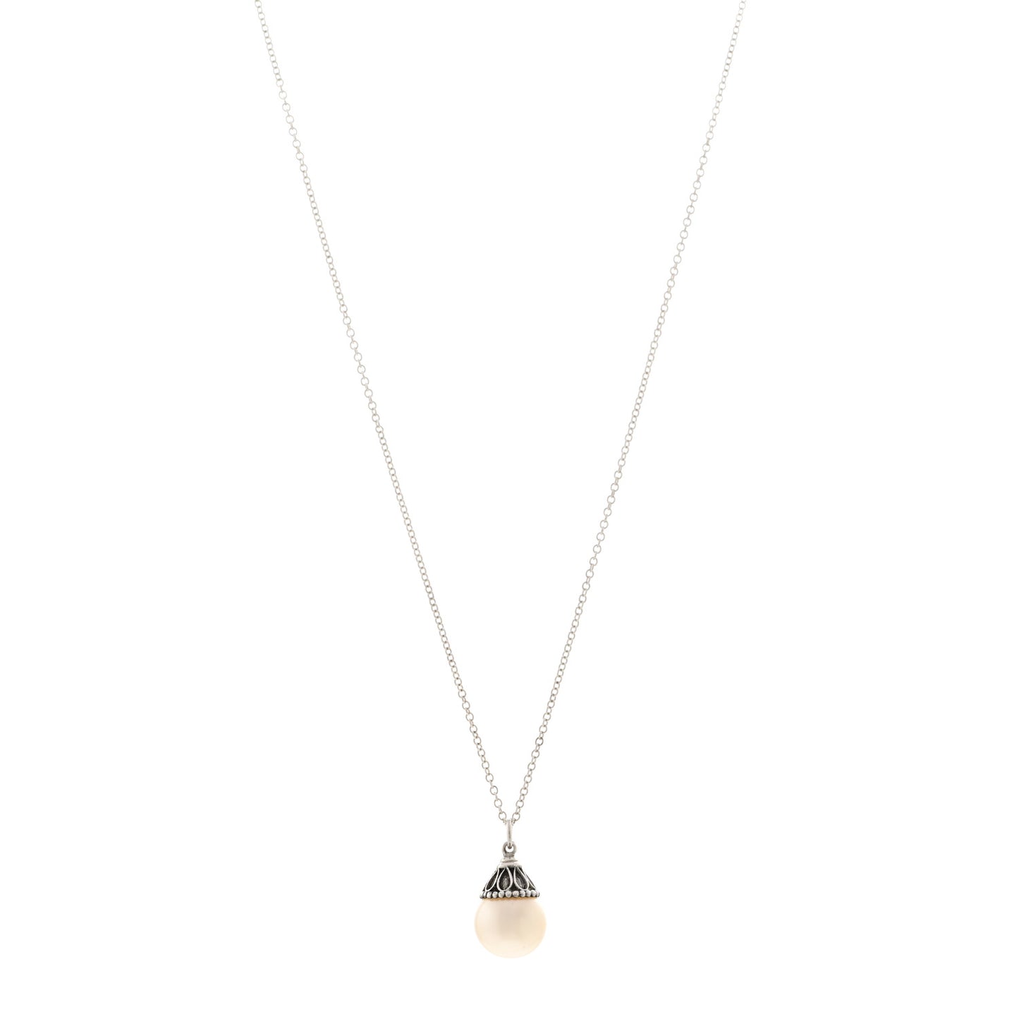 Sterling Silver Freshwater Cultured Pearl Ziegfeld Drop Pendant Necklace