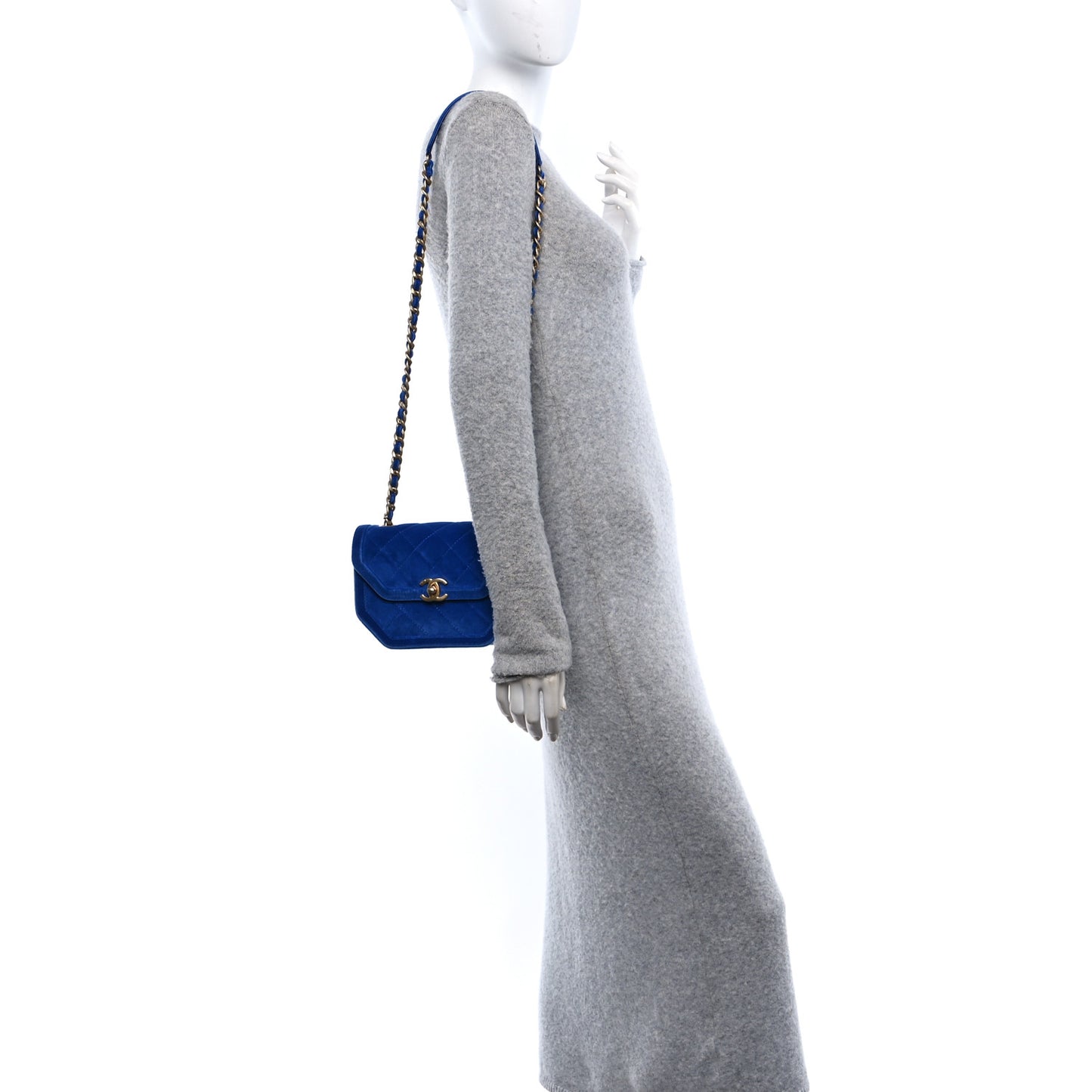 Velvet Quilted Mini Place Vendome Flap Blue