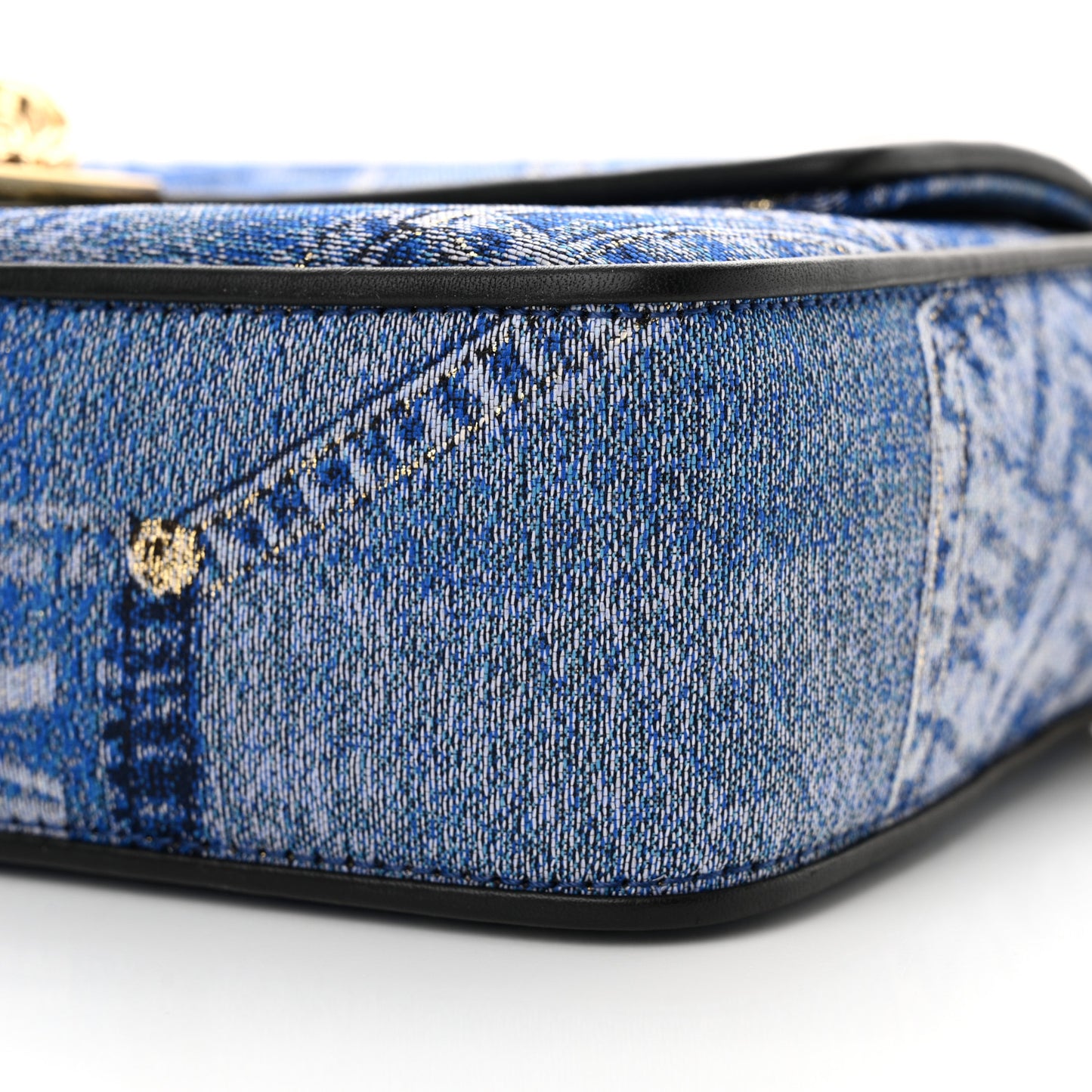 X VERSACE Denim Fendace Patchwork Baguette Blue