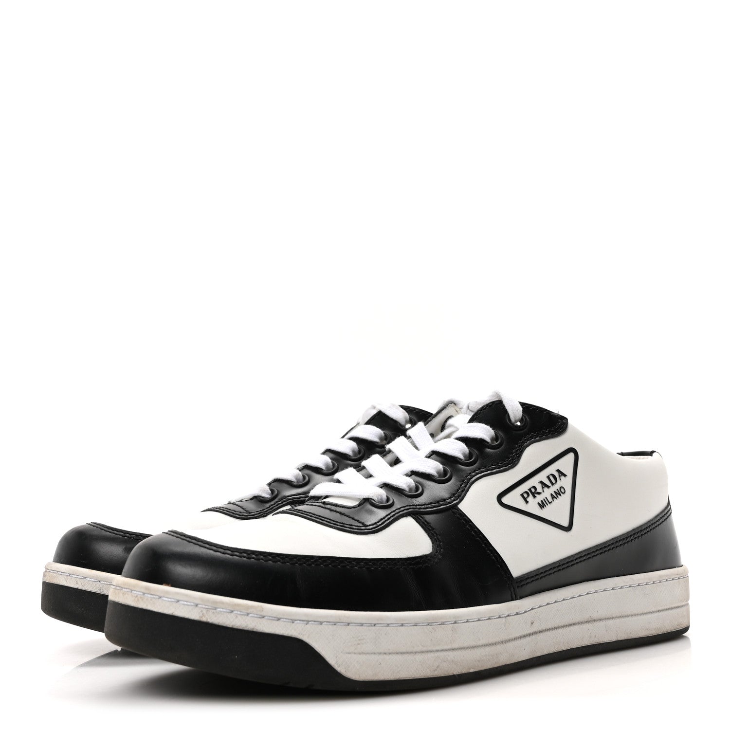 Prada Spazzolato Rois Vitello Soft Triangle Logo Womens Low Top