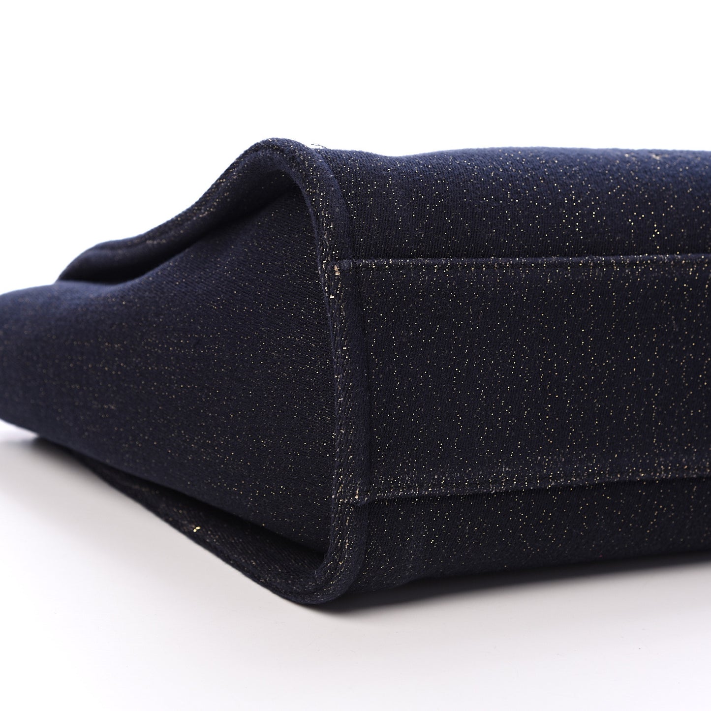 Lurex Canvas Small Deauville Tote Navy Blue Gold