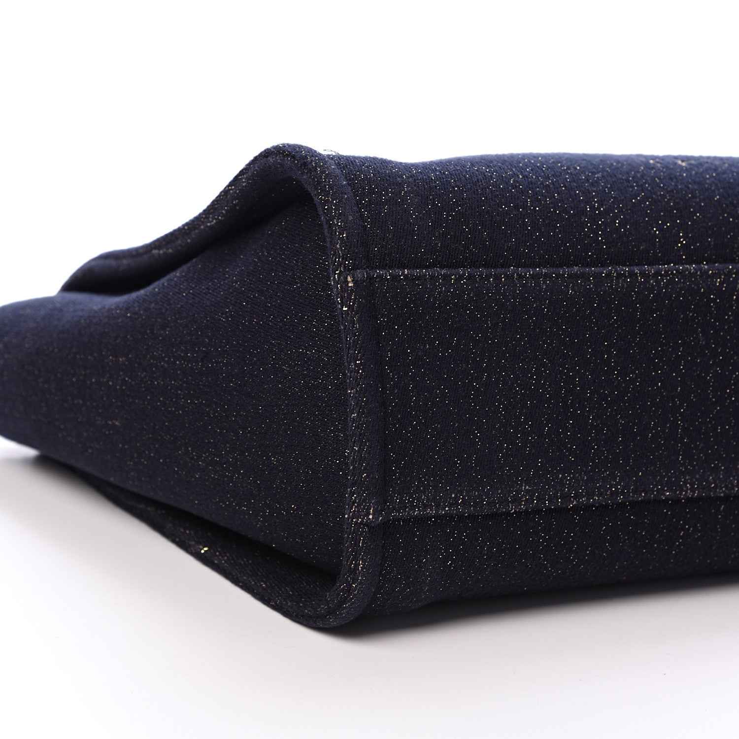 Chanel Lurex Canvas Small Deauville Tote Navy Blue Gold 8 of 10