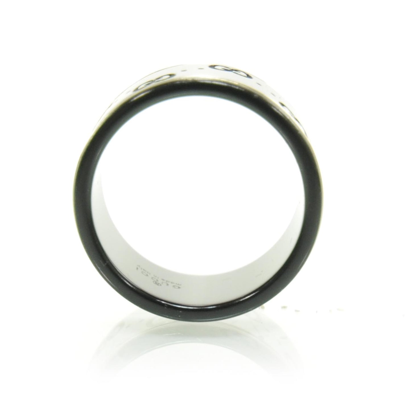 Black Synthetic Corundum 18K White Gold 12mm Icon Band Ring 21 9