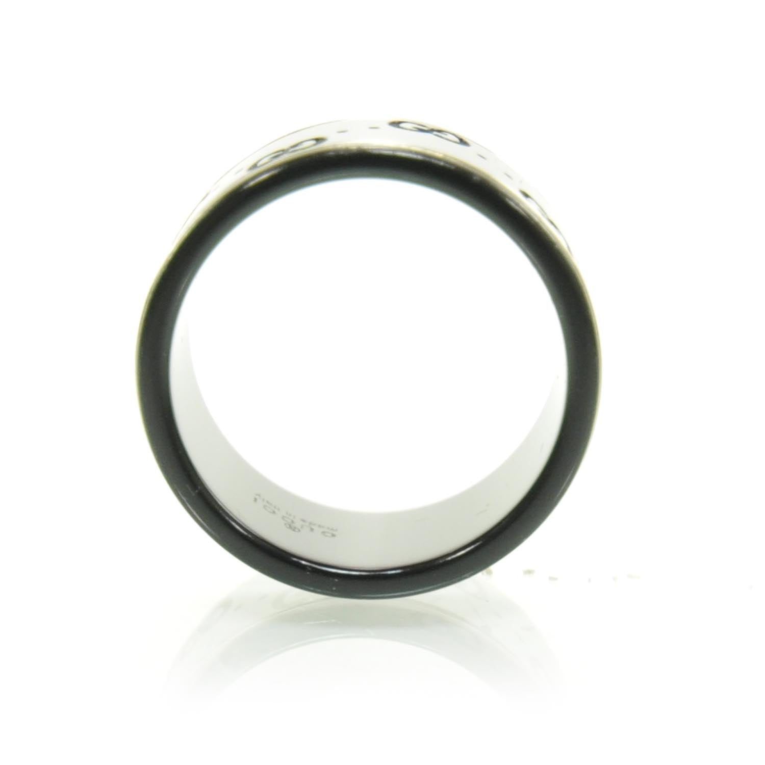 Gucci Black Synthetic Corundum 18K White Gold 12mm Icon Band Ring 21 9 4 of 7