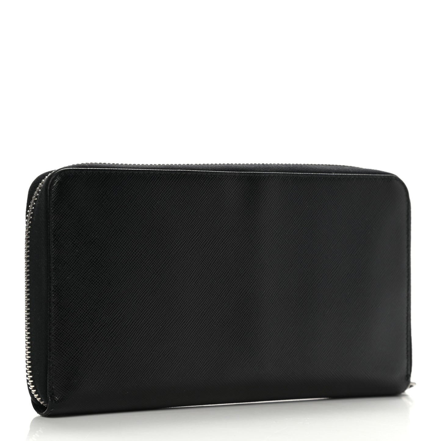 Saffiano Triangle Zip Around Wallet Black