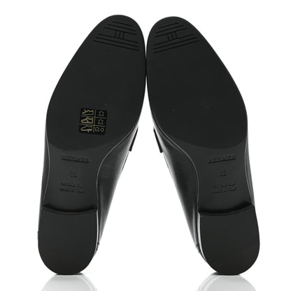 Hermes Goatskin Womens Paris Loafers 35 Black 5 of 9