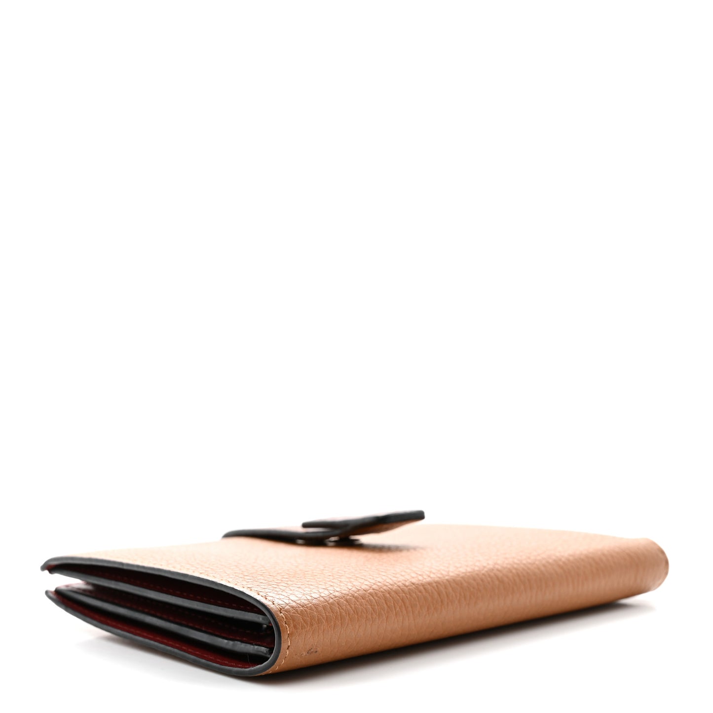 Grained Calfskin Small Vertical Wallet Honey Tan