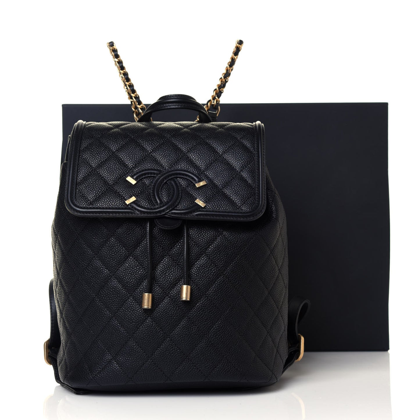 Caviar Quilted Filigree Backpack Black