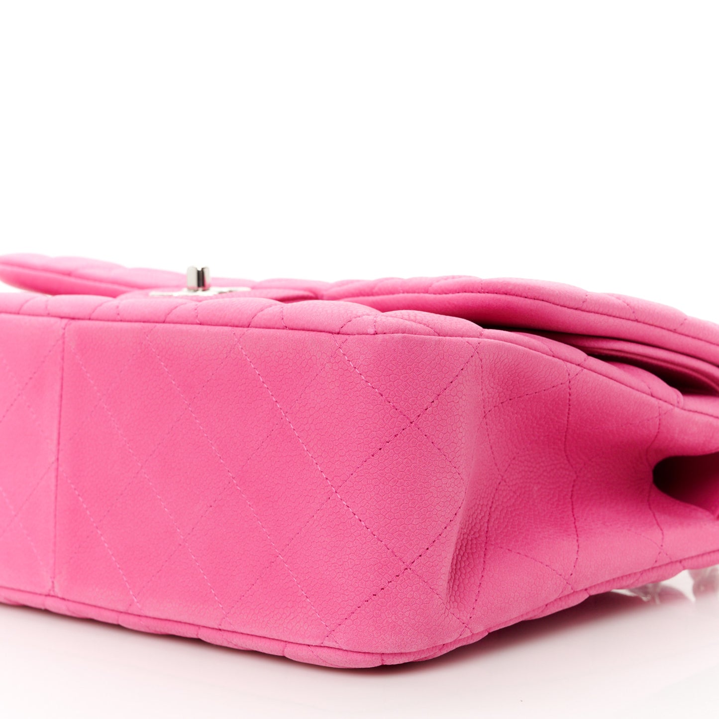 Iridescent Caviar Quilted Jumbo Double Flap Pink