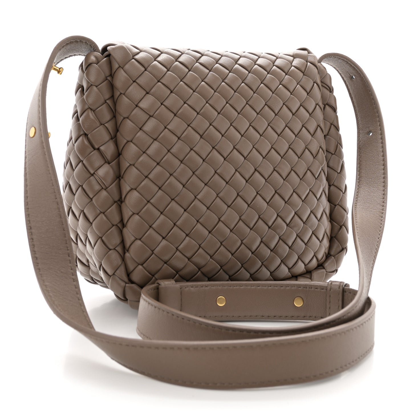 Nappa Intreccio Mini Cobble Shoulder Bag Taupe Grey