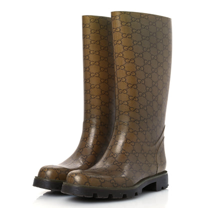 Gucci Rubber Monogram Edinburg Rain Boots 37 Transparent Cocoa 4 of 11