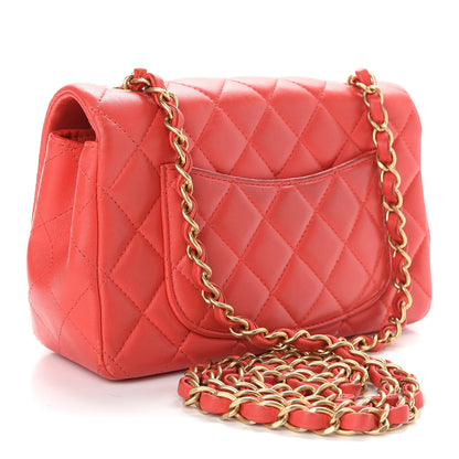 Chanel Lambskin Quilted Mini Rectangular Flap Red 3 of 12