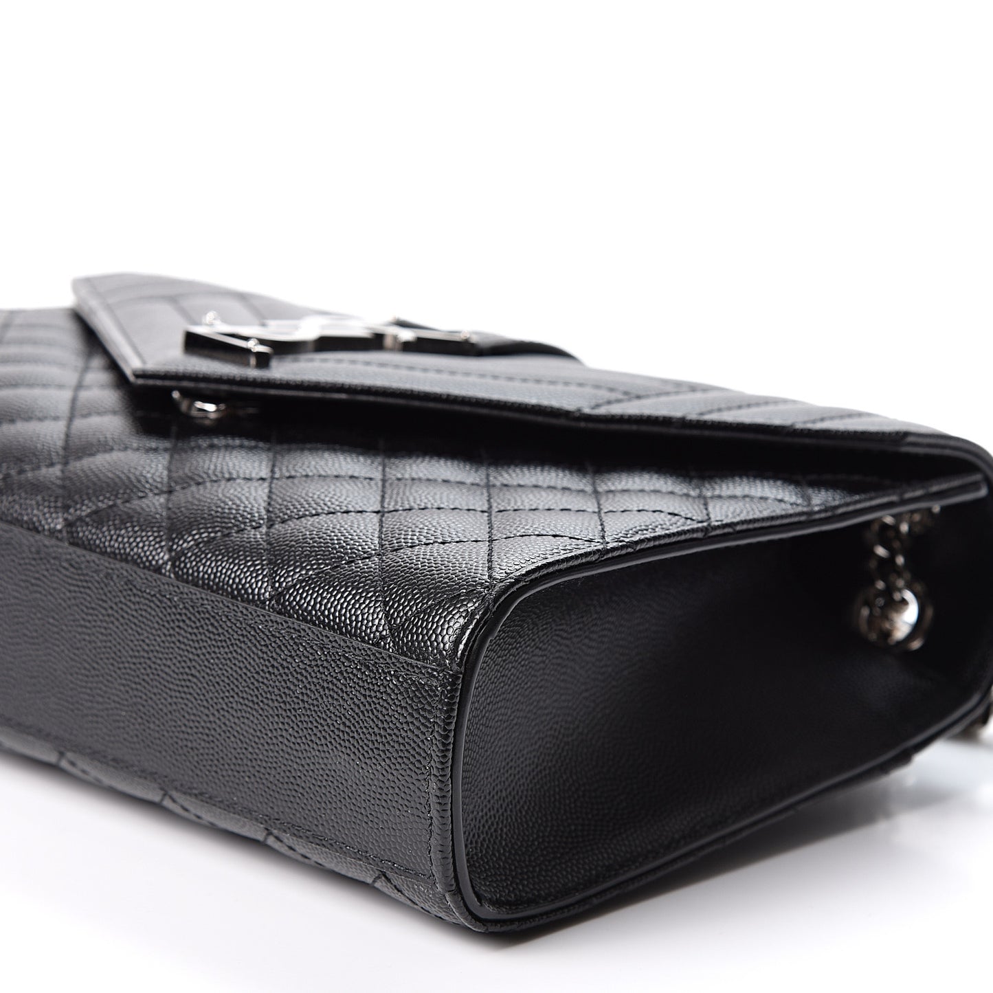 Grain De Poudre Textured Mixed Matelasse Triquilt Medium Monogram Satchel Black