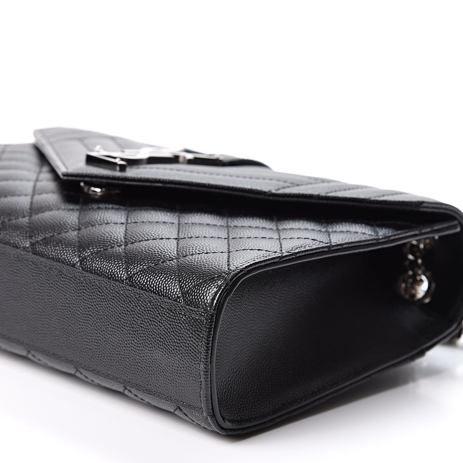 Saint Laurent Grain De Poudre Textured Mixed Matelasse Triquilt Medium Monogram Satchel Black 9 of 9