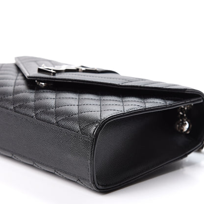 Saint Laurent Grain De Poudre Textured Mixed Matelasse Triquilt Medium Monogram Satchel Black 9 of 9