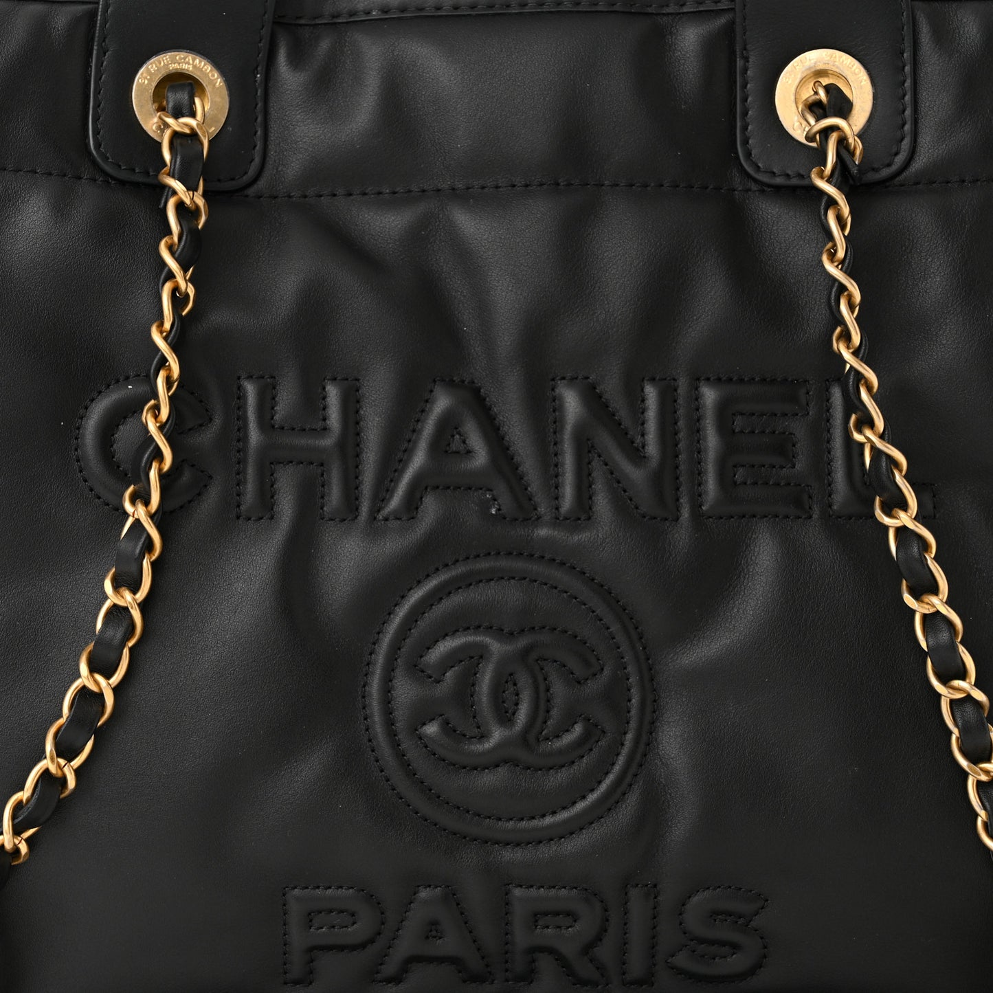 Calfskin Small Deauville Tote Black