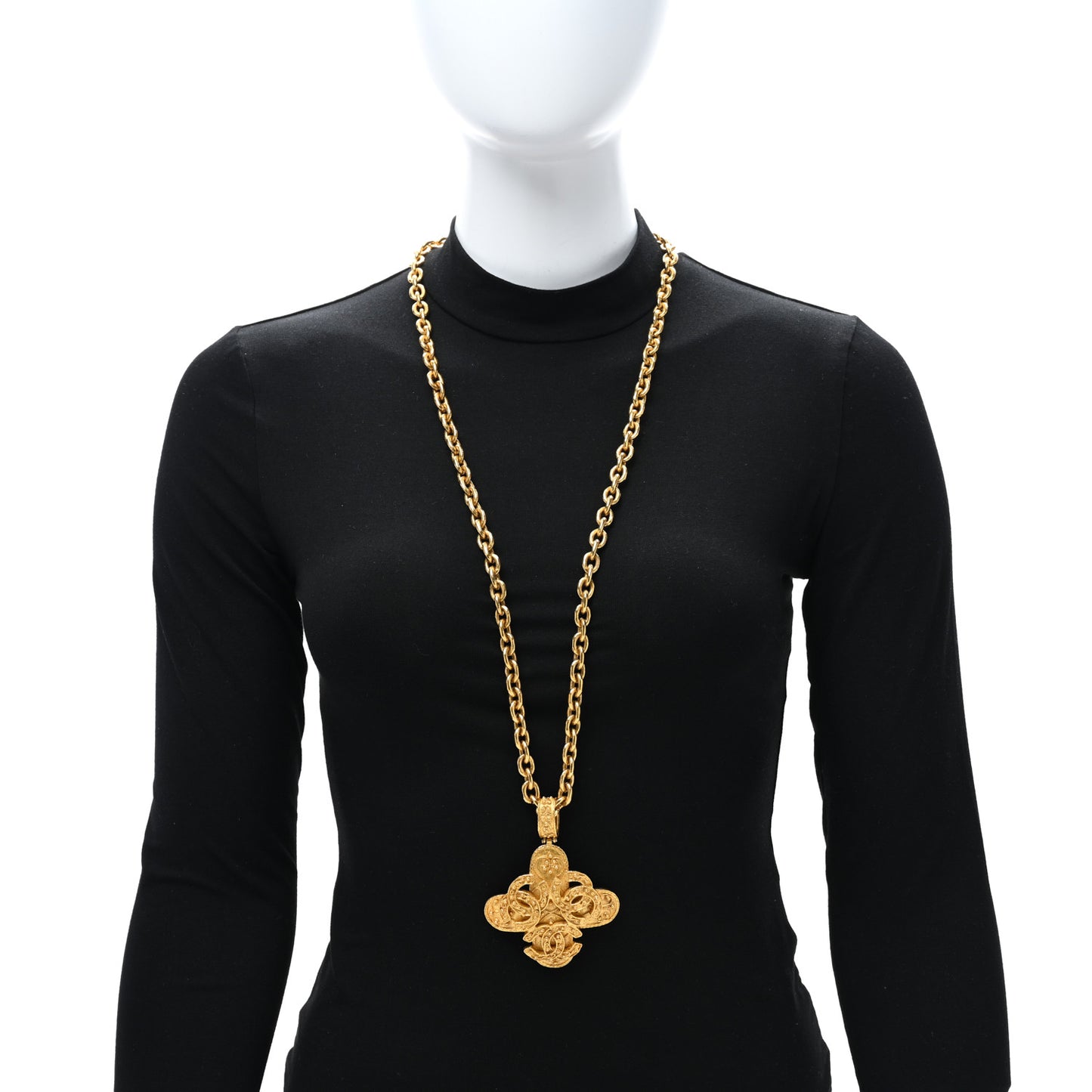 Metal CC Cross Long Pendant Necklace Gold