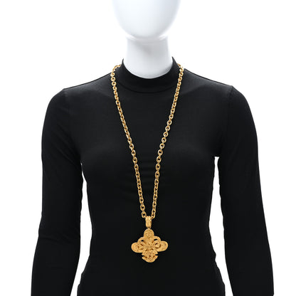 Chanel Metal CC Cross Long Pendant Necklace Gold 2 of 5