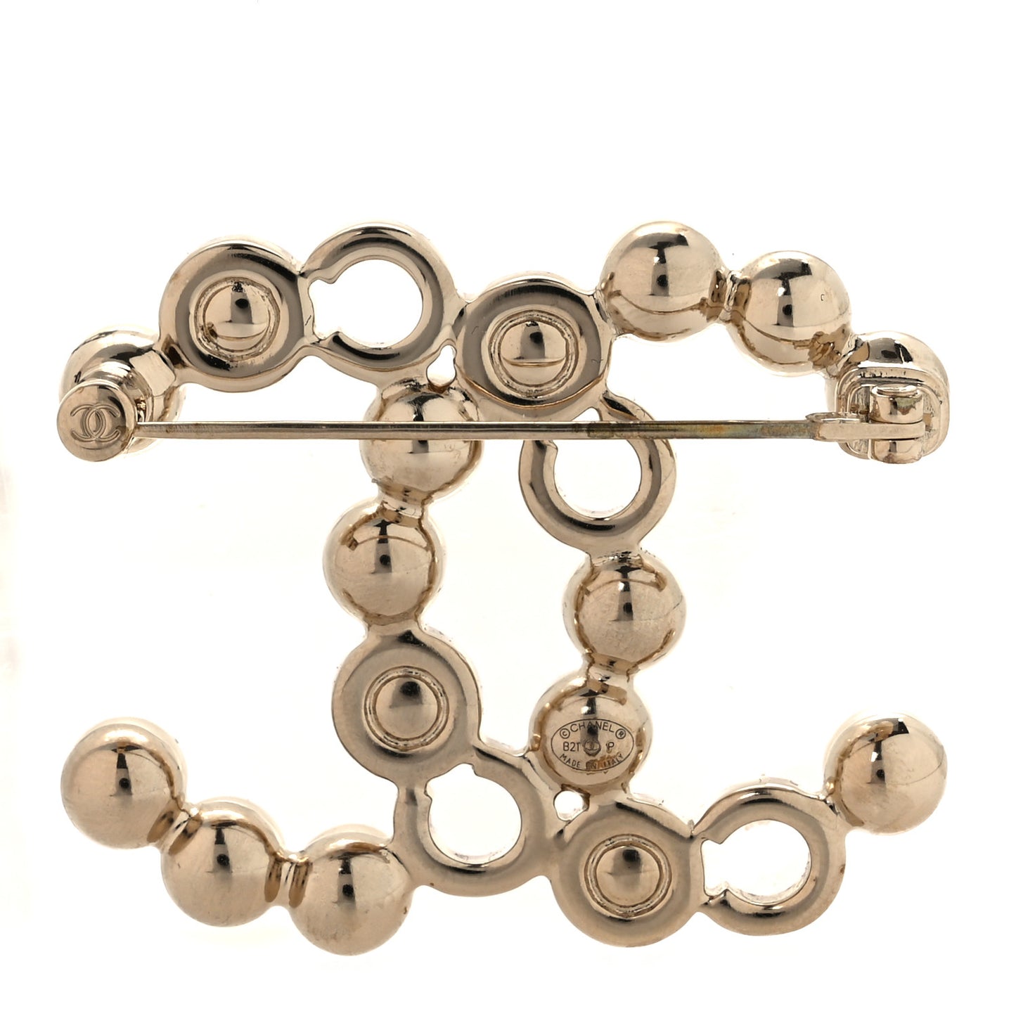 Pearl Coco CC Brooch Gold