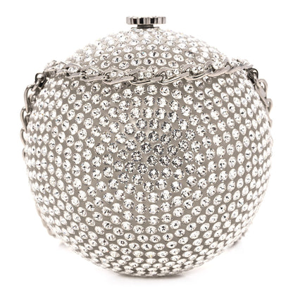 Chanel Plexiglass Strass CC Round Minaudiere Clutch Silver 1 of 9